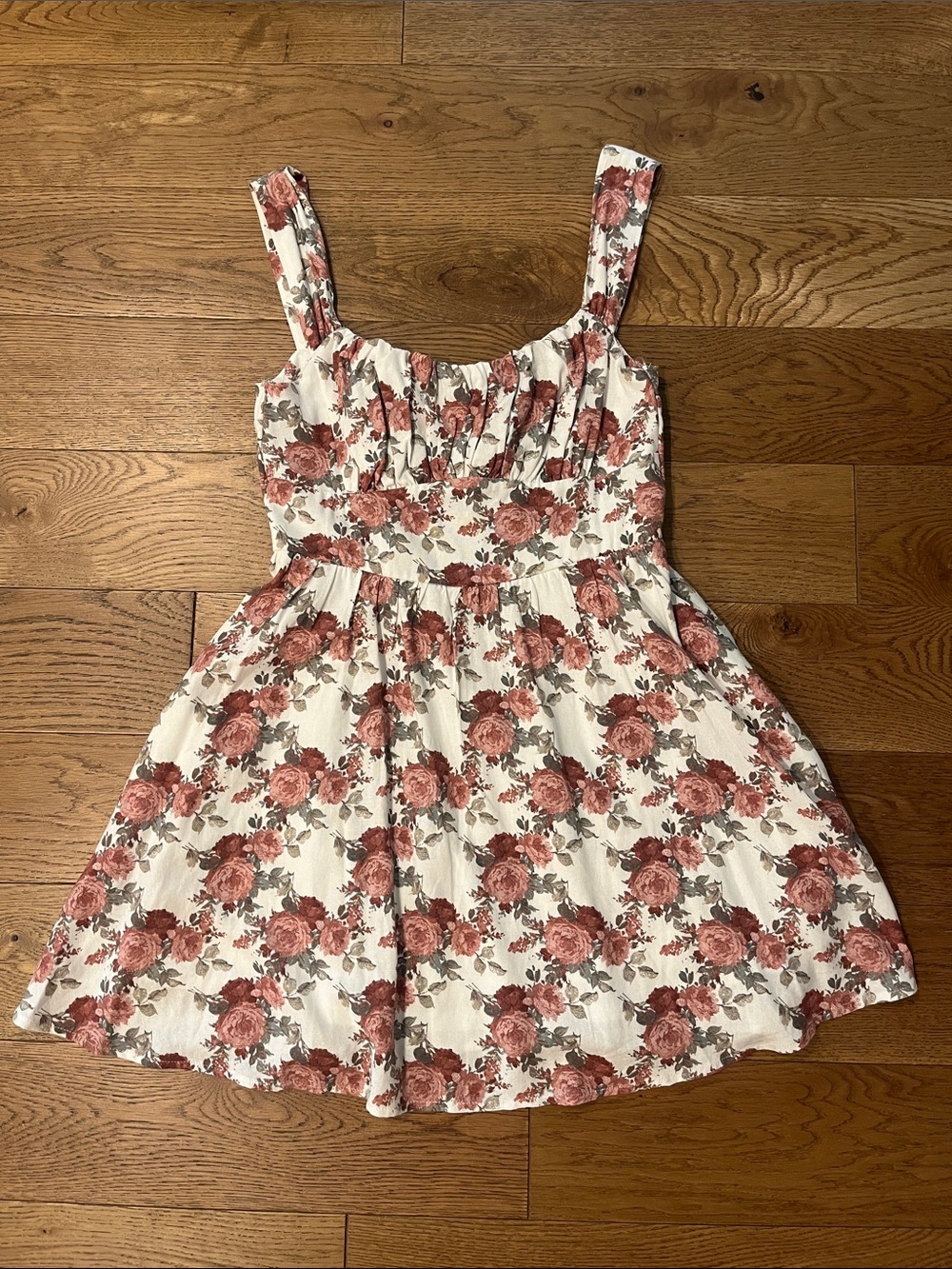 Altar’d State Carlee Mini Dress - Cream with Rose Print